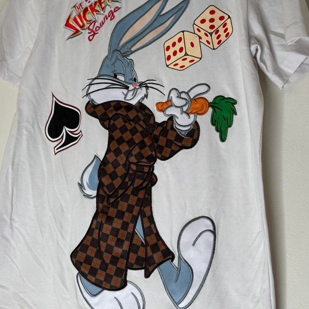 Looney Tunes Bugs Bunny Suckers Lounge Tee Men's Small NWT Y2K Casino Streetwear